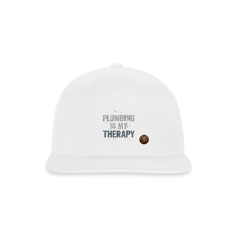 Plumbing is My Therapy Hat – Funny Plumber Snapback - white