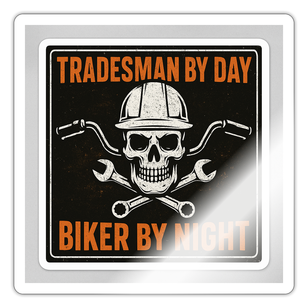 Tradesman by Day Biker by Night Sticker – Outlaw Tradesman Decal - white glossy