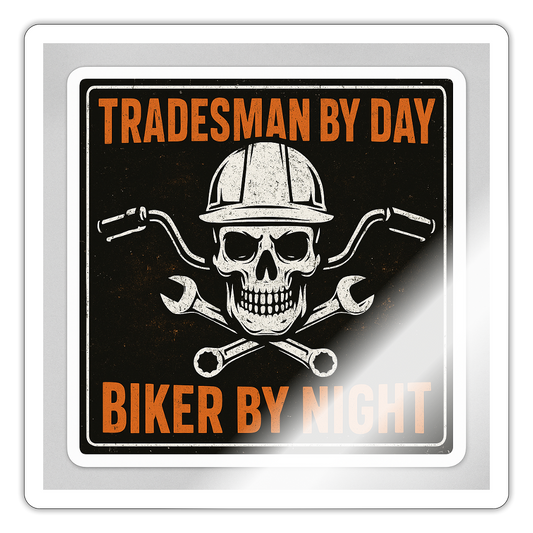 Tradesman by Day Biker by Night Sticker – Outlaw Tradesman Decal - white glossy