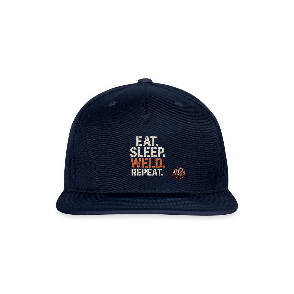 Eat Sleep Weld Repeat Hat – Welder Lifestyle Snapback - navy
