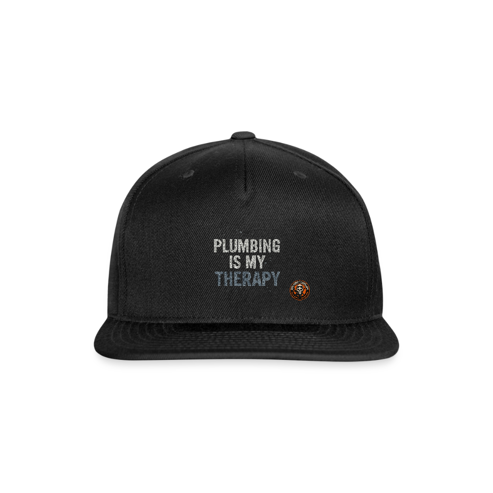 Plumbing is My Therapy Hat – Funny Plumber Snapback - black