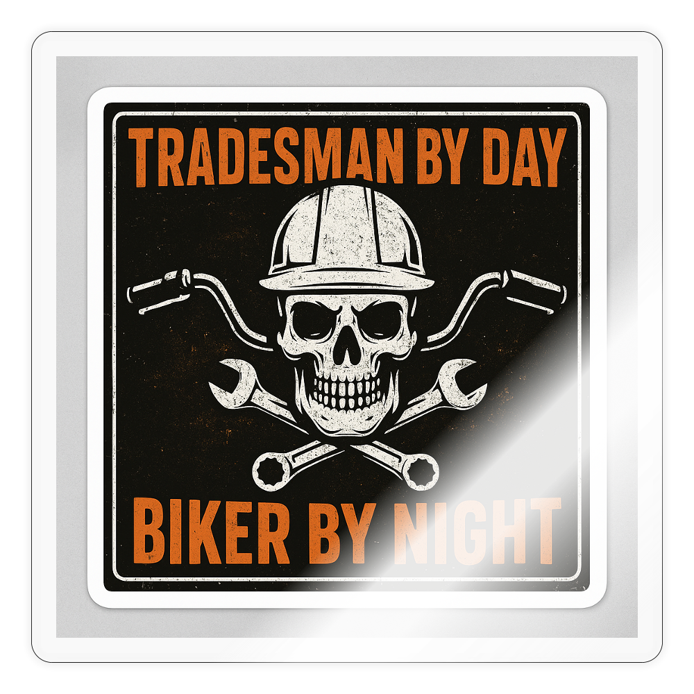 Tradesman by Day Biker by Night Sticker – Outlaw Tradesman Decal - transparent glossy