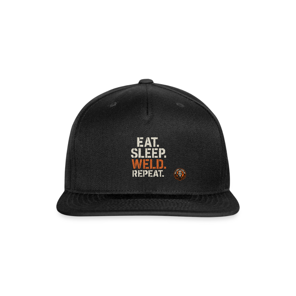 Eat Sleep Weld Repeat Hat – Welder Lifestyle Snapback - black