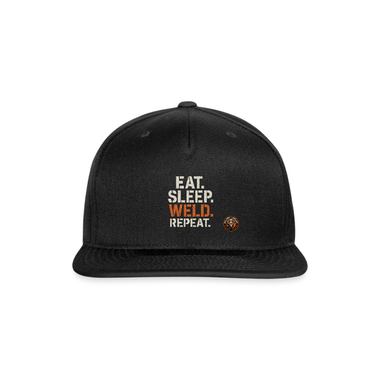 Eat Sleep Weld Repeat Hat – Welder Lifestyle Snapback - black
