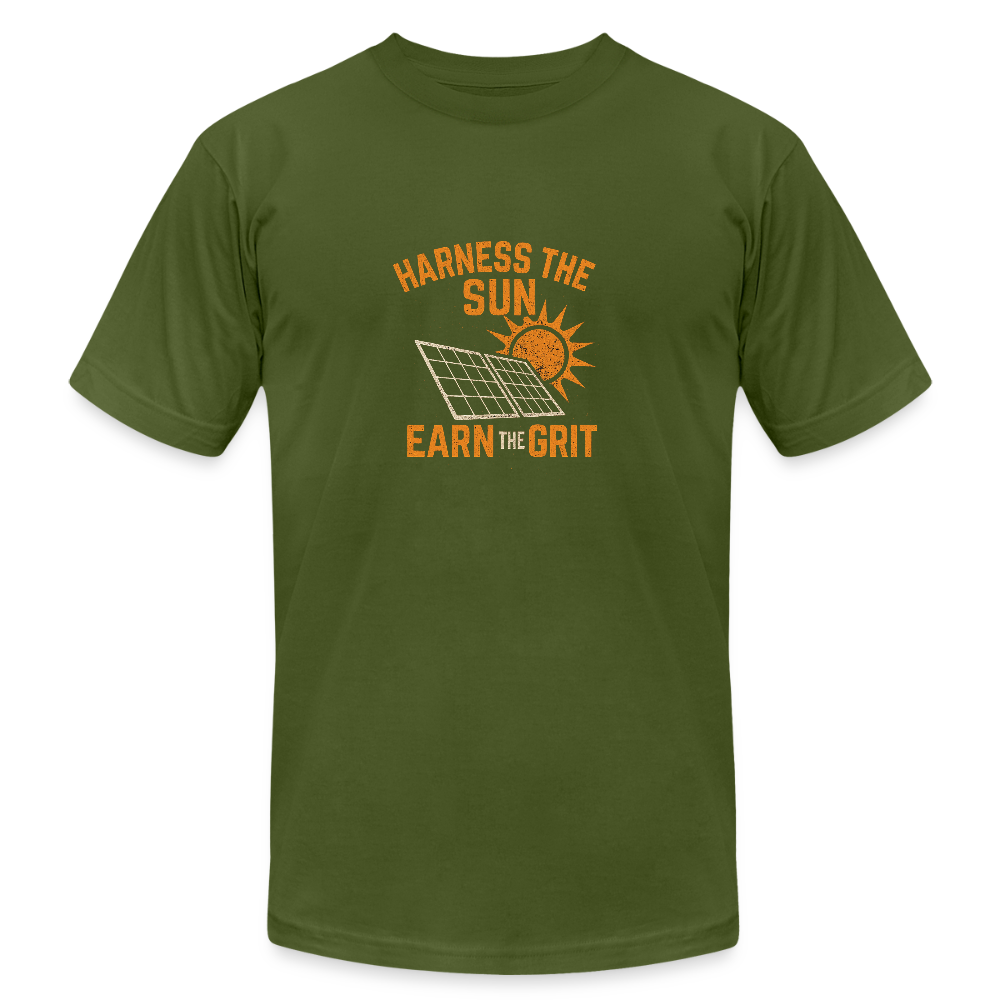 Harness the Sun Earn the Grit Solar Panel Tech Shirt - olive