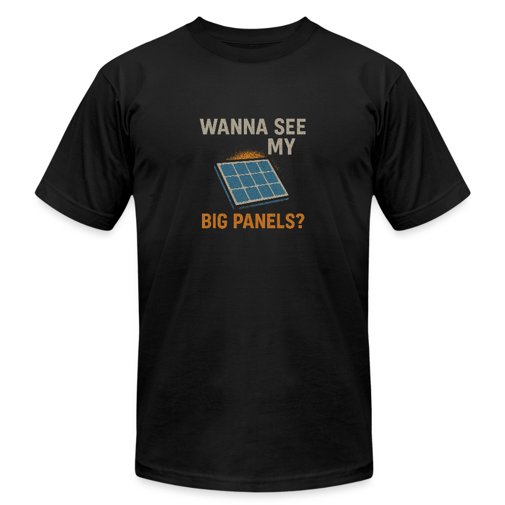 Wanna See My Big Panels Funny Solar Shirt - black