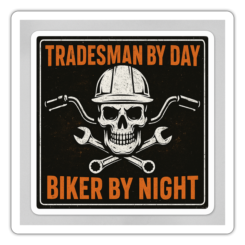 Tradesman by Day Biker by Night Sticker – Outlaw Tradesman Decal - white matte