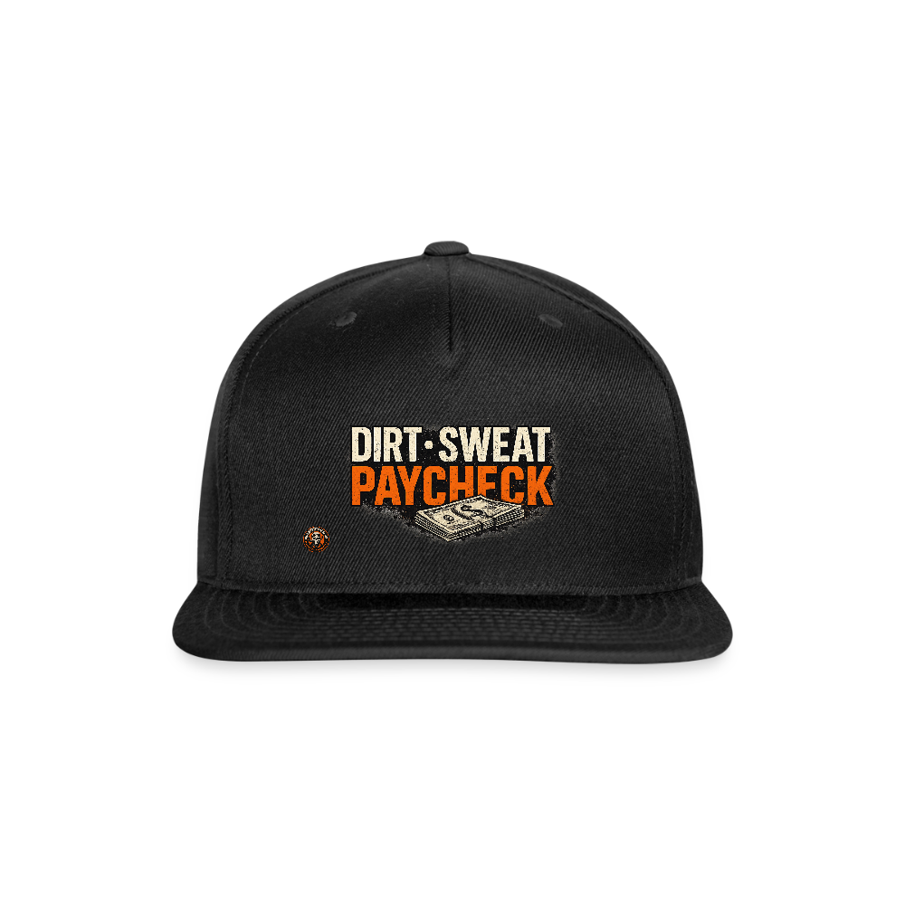 Dirt Sweat Paycheck Hat – Money Graphic Blue Collar Snapback - black