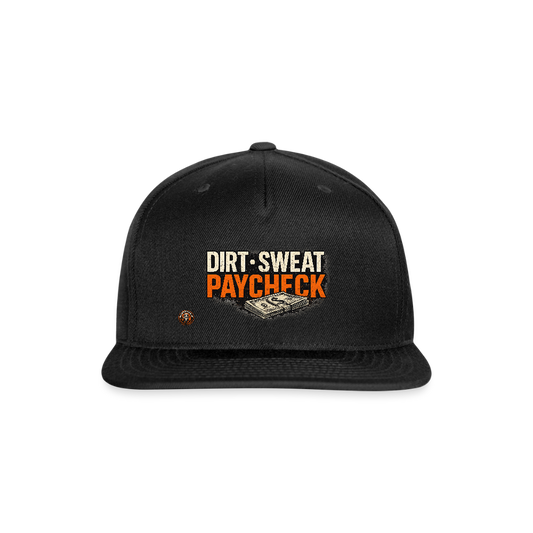 Dirt Sweat Paycheck Hat – Money Graphic Blue Collar Snapback - black